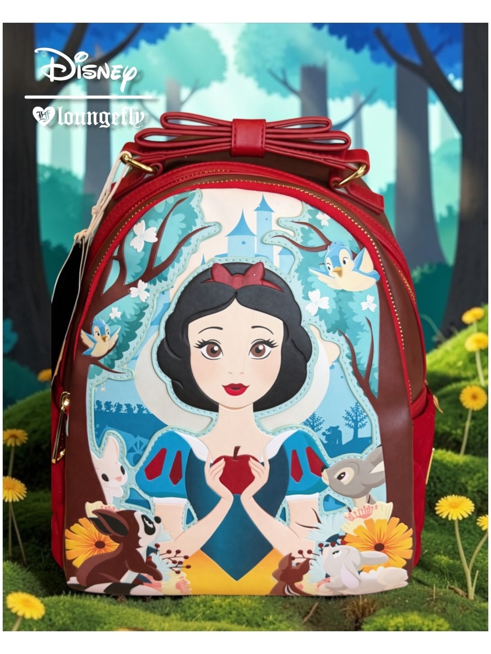 Loungefly Disney Snow White Classic Apple Quilted Velvet Mini Backpack 🍎 **